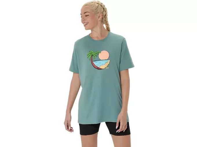 UNISEX ASICS PALM IN THE SUN SHORT SLEEVE TEE UNISEX ASICS PALM IN THE SUN SHORT SLEEVE TEE