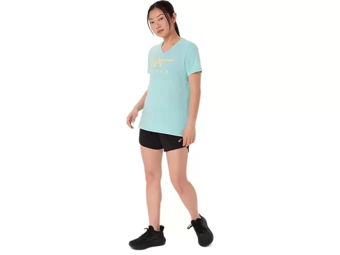 WOMEN’S ASICS STRIPES V-NECK