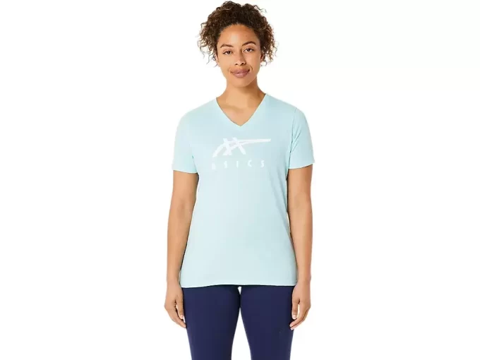 WOMEN’S ASICS STRIPES V-NECK