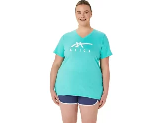 WOMEN’S ASICS STRIPES V-NECK