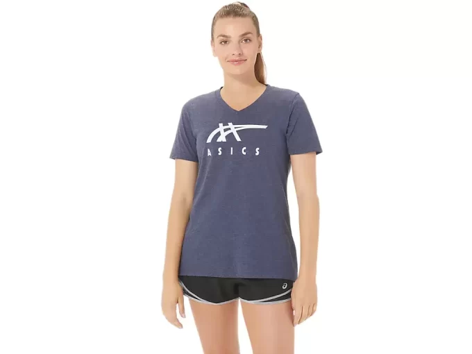 WOMEN’S ASICS STRIPES V-NECK WOMEN’S ASICS STRIPES V-NECK