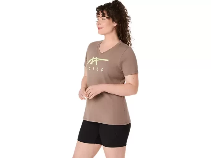 WOMEN’S ASICS STRIPES V-NECK