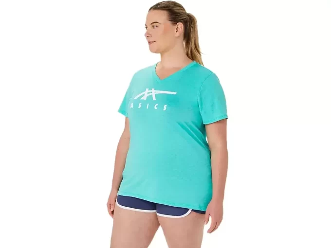 WOMEN’S ASICS STRIPES V-NECK