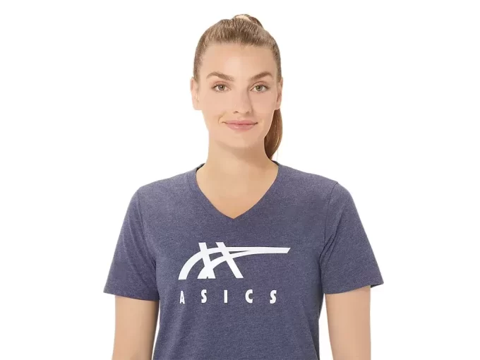 WOMEN’S ASICS STRIPES V-NECK WOMEN’S ASICS STRIPES V-NECK